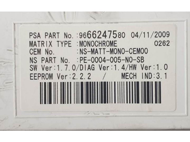 Přístrojová deska  Peugeot 3008 II 2009 9666276380  
