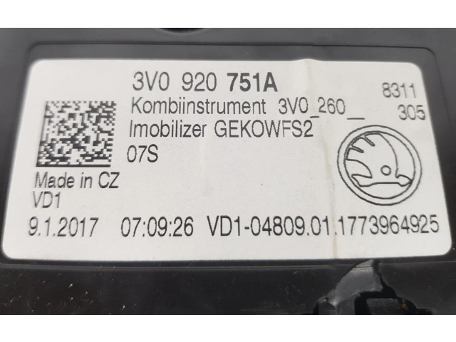 Přístrojová deska  Skoda Superb B8 (3V) 2017 3V0920751A, 3V0920751A  