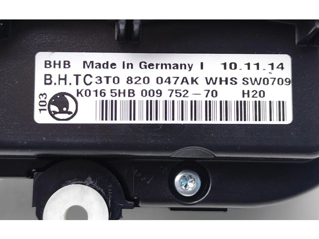 Блок управления климат-контролем 3T0820047AK, 5HB009752-70   Skoda Superb B6 (3T)