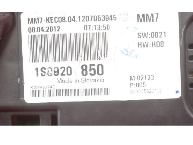Přístrojová deska  Audi Coupe 2012 1S0920850, 1S0920850  