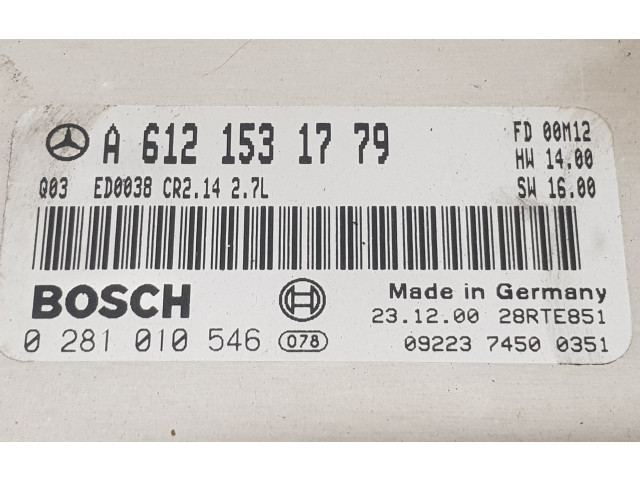 Řídící jednotka A6121531779, 0281010546   Mercedes-Benz ML W163 2001