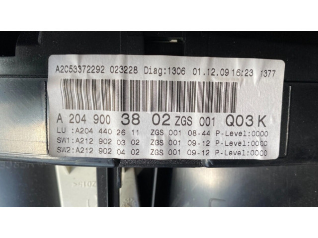 Přístrojová deska  Mercedes-Benz C W204 2010 A2049003802  