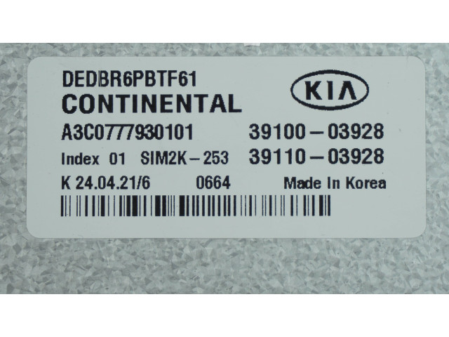 Řídící jednotka 3910003928, 3911003928   KIA Niro 2021