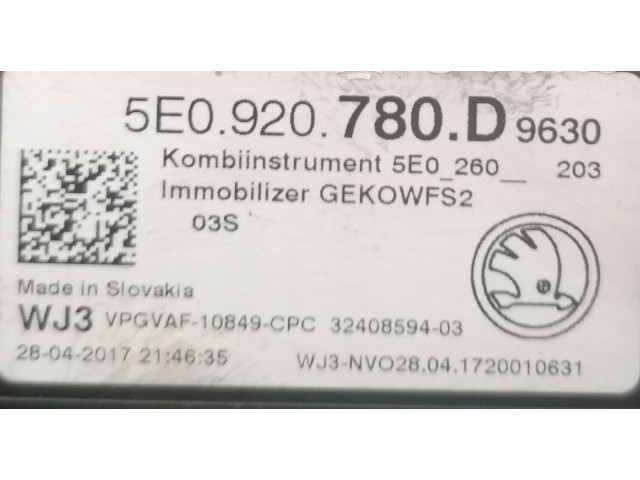 Přístrojová deska  Skoda Octavia Mk3 (5E) 2013 5E0920780D  