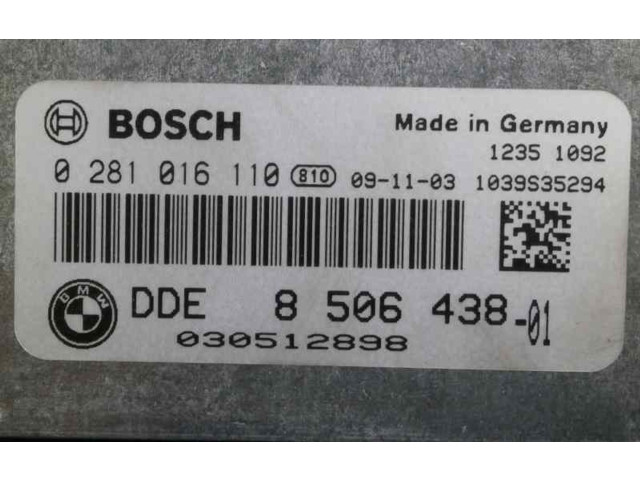 Řídící jednotka 8506438, 0281016110   BMW 1 E81 E87 2009