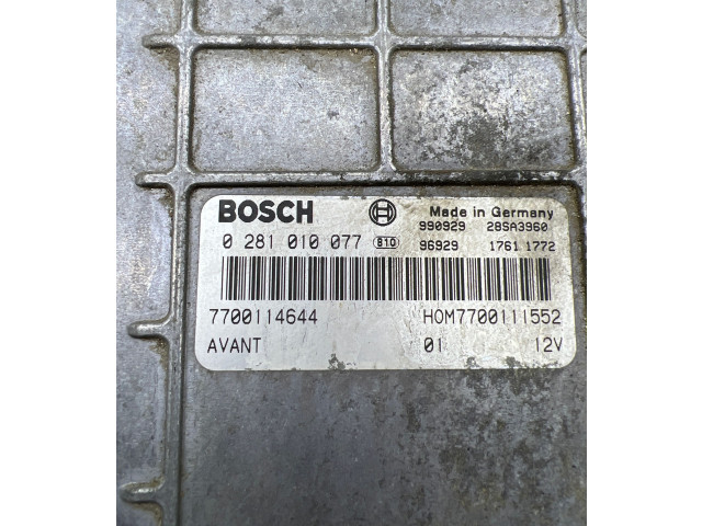 Řídící jednotka 7700114644, 0281010077   Renault Scenic I 2002