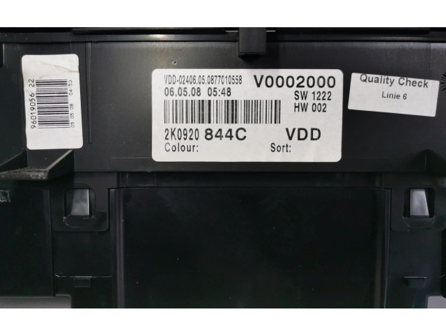 Přístrojová deska  Volkswagen Caddy 2008 2K0920844C, A2C53023102  