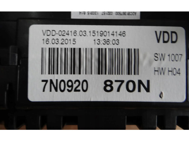 Přístrojová deska  Volkswagen Sharan 2011 7N0920870N  