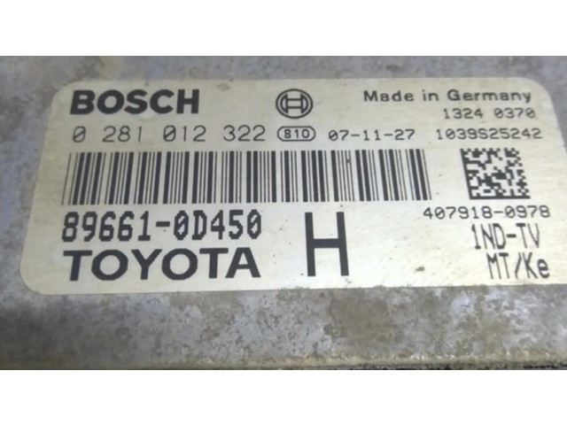 Řídící jednotka 896610D450, 0281012322   Toyota Yaris 2008