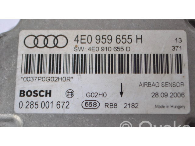 Блок подушек безопасности 4e0959655h, 0285001672   Audi A8 S8 D3 4E