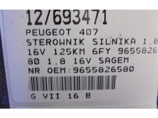 Řídící jednotka 9655826580, 9655826580   Peugeot 407 2007