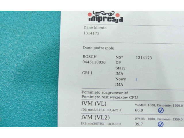 Vstřikovač 0445110036, IMPRK1314173   Peugeot 807     