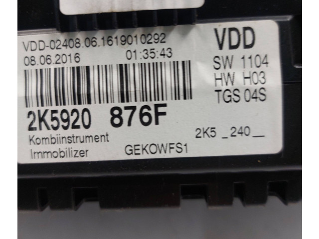 Přístrojová deska  Volkswagen Caddy 2018 2K5920876F, A6119010292  