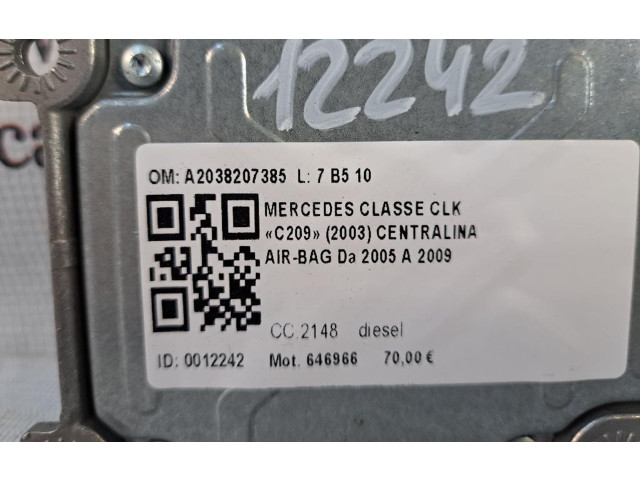Блок подушек безопасности A2038207385, 646966   Mercedes-Benz CLK A209 C209