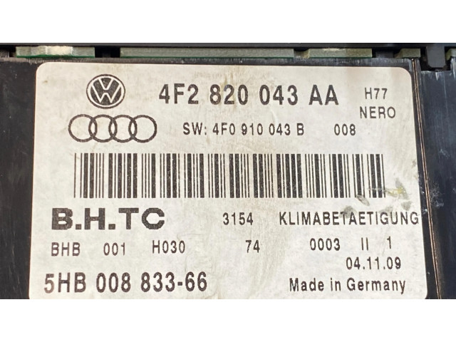 Блок управления климат-контролем 4F2820043AA, 5HB00883366   Audi A6 S6 C6 4F