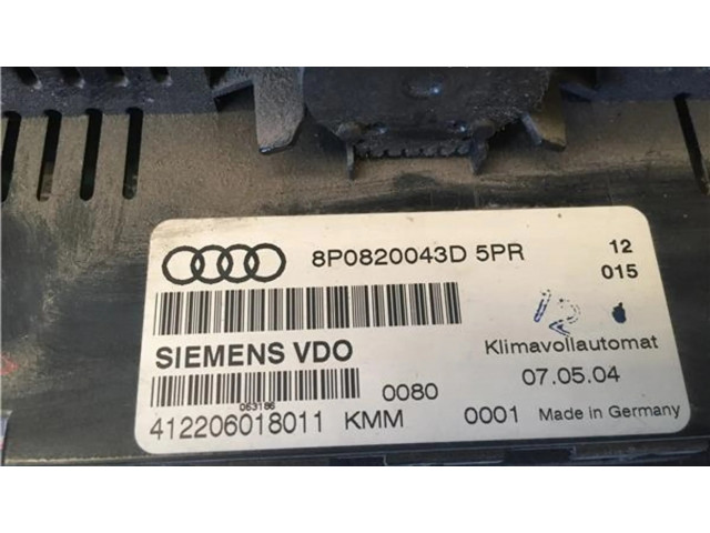 Блок управления климат-контролем 8P0820043D, 412206018011   Audi A3 S3 8P