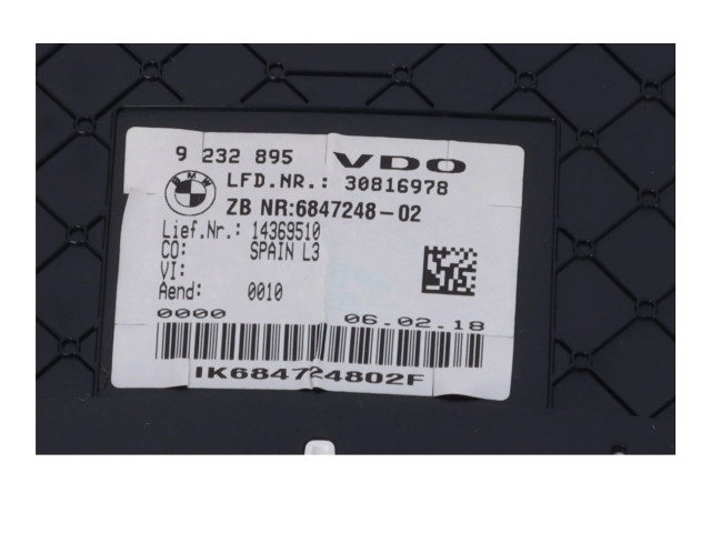 Přístrojová deska  BMW 4 F32 F33 2018 9232895  