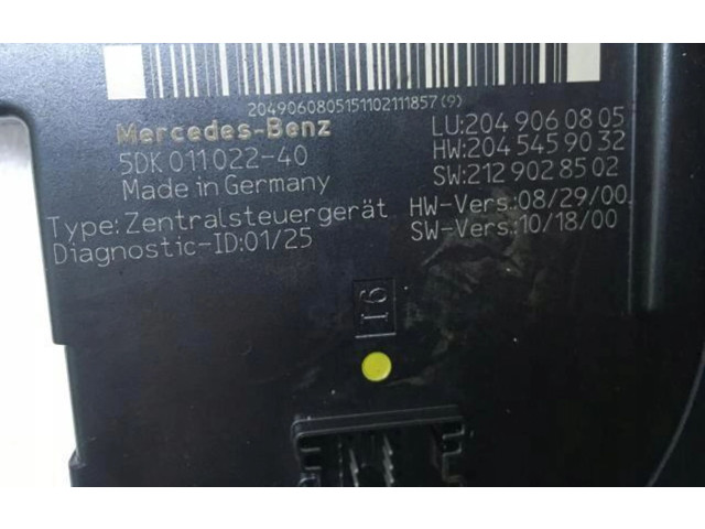 Pojistková skříňka Řídící jednotka BSM 2049060805   Meredes-Benz C W204 2011