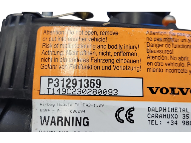 Подушка безопасности водителя P31291369, 34116424A   Volvo V40 Cross country