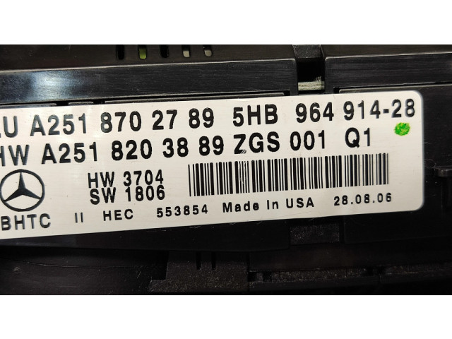 Блок управления климат-контролем A2518702789, A2518203889   Mercedes-Benz ML W164