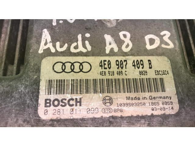 Блок управления двигателем Блок управления 4E0907409B, 4E0910409C   Audi A8 S8 D3 4E