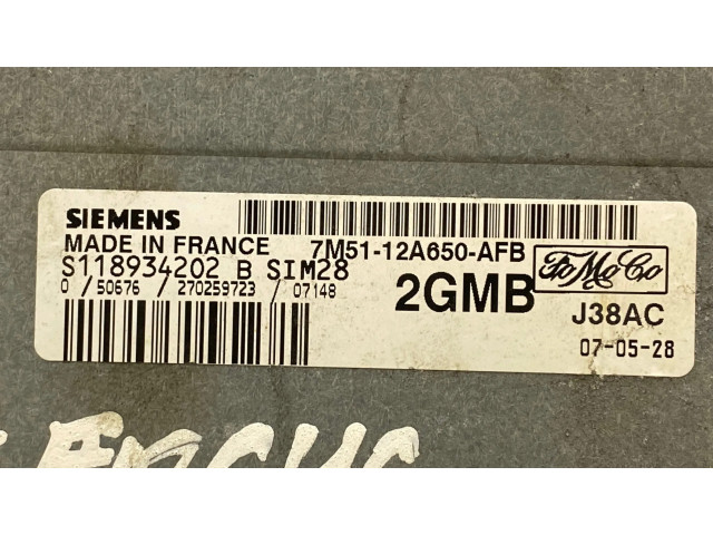 Řídící jednotka 7M5112A650AFB, S118934202B   Ford Focus 2007