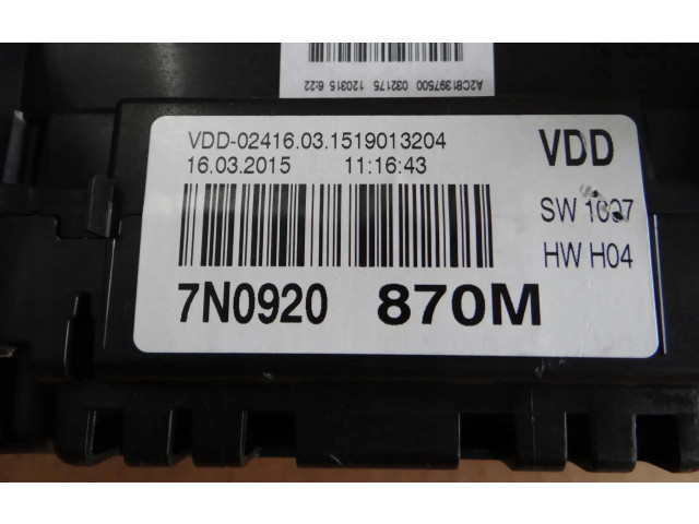 Přístrojová deska  Volkswagen Sharan 2011 7N0920870M  
