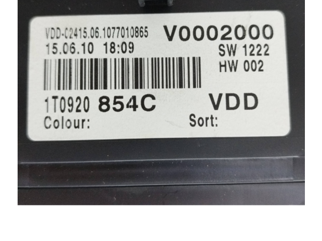 Přístrojová deska  Volkswagen Caddy 2010 1T0920854C, V0002000  
