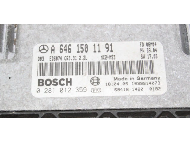 Řídící jednotka A6461501191, 0281012359   Mercedes-Benz Vito Viano W639 2006