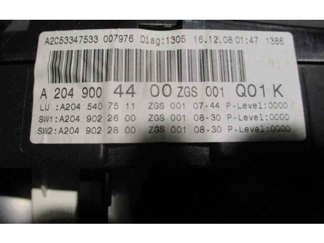 Přístrojová deska  Mercedes-Benz GLK (X204) 2009 A2049004400, A2C53305419  