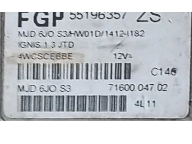Řídící jednotka 55196357, 7160004702   Suzuki Ignis 2005