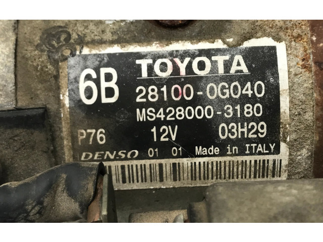 Стартер MS4280003180, 281000G040    Toyota Avensis T250  2AD-FHV 