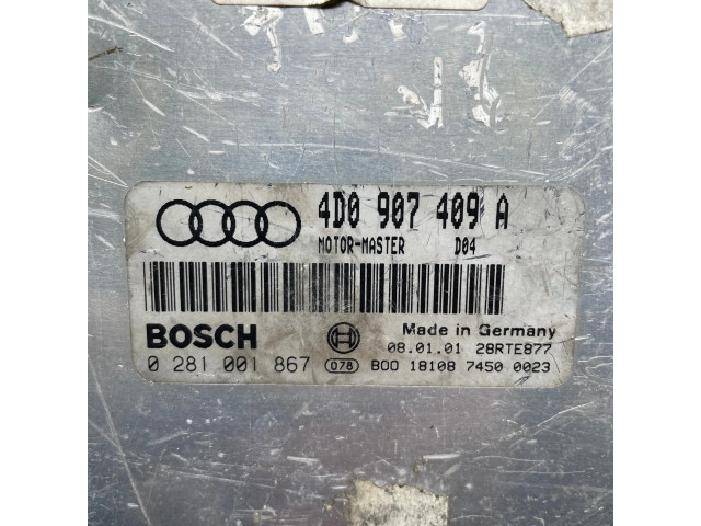 Блок управления двигателя 4D0907409A, 0281001867   Audi A8 S8 D2 4D