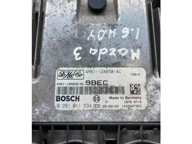 Řídící jednotka 4M6112A650AC, 0281011534   Mazda 3 I 2003