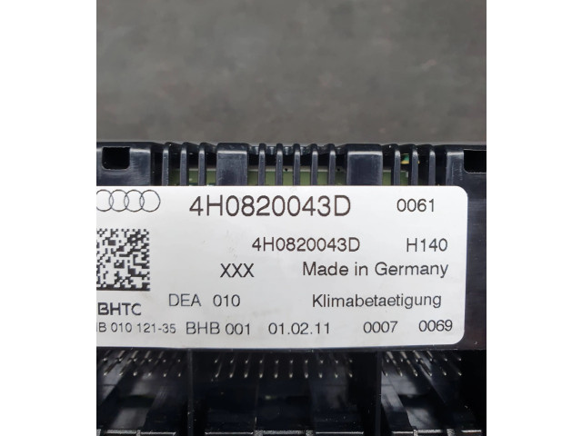 Блок управления климат-контролем 4H0820043D   Audi A8 S8 D4 4H