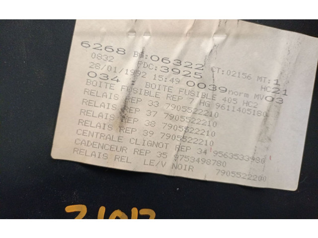 Pojistková skříňka Řídící jednotka BSM 9611405180, 9563533980   Peugeot 405 1992