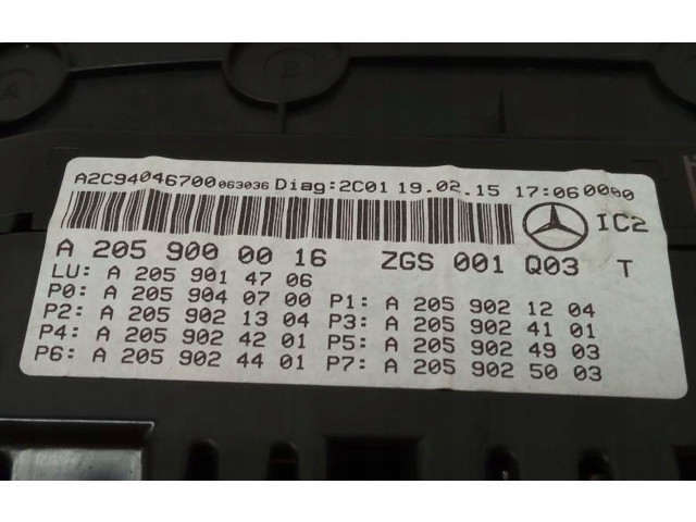 Přístrojová deska  Mercedes-Benz C W205 2015 A2059000016  