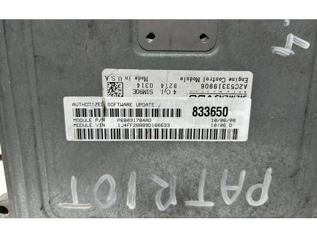 Блок управления двигателем Блок управления P68031784AD, 833650   Jeep Patriot