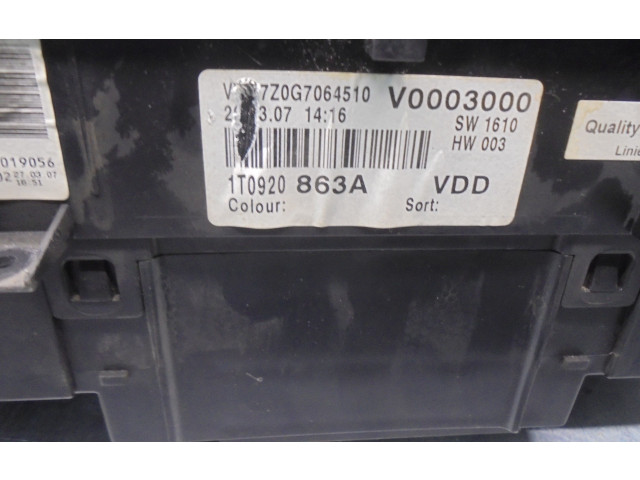 Панель приборов 1T0920863A, 110080343004   Volkswagen Caddy       