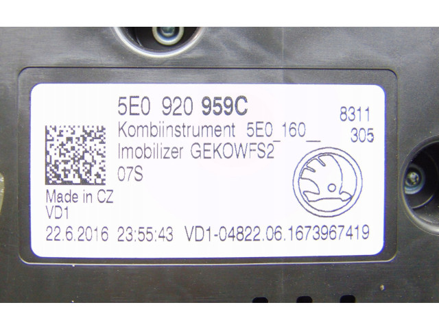 Přístrojová deska  Skoda Octavia Mk3 (5E) 2014 5E0920959C  