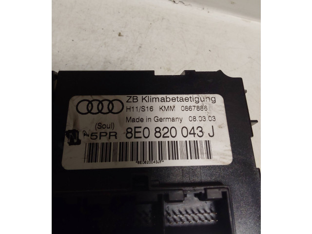 Блок управления климат-контролем 8E0820043J, 0867886   Audi A4 S4 B6 8E 8H