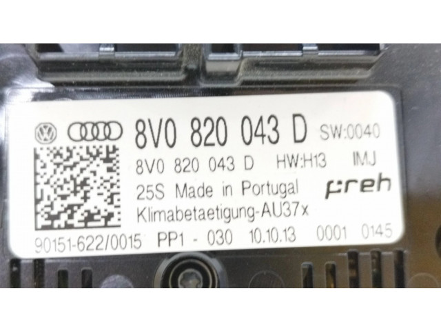 Блок управления климат-контролем 8V0820043D, 0010145   Audi A3 S3 8V