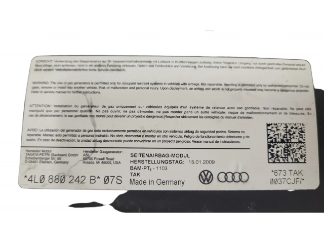 Подушка безопасности в сиденье 4L0880242B, 305235810001   Audi Q7 4L