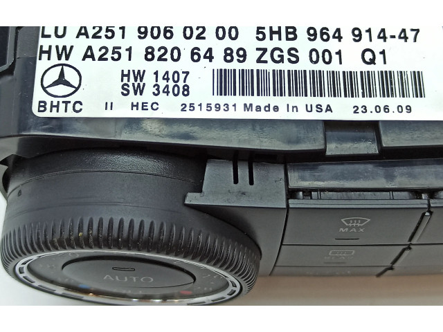 Блок управления климат-контролем A2519060200, A2518206489   Mercedes-Benz R W251