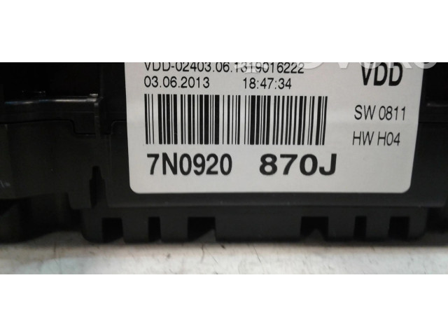 Přístrojová deska  Volkswagen Sharan 2013 7N0920870J  