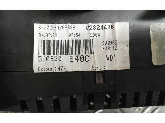 Přístrojová deska  Skoda Fabia Mk2 (5J)  5J0920840  