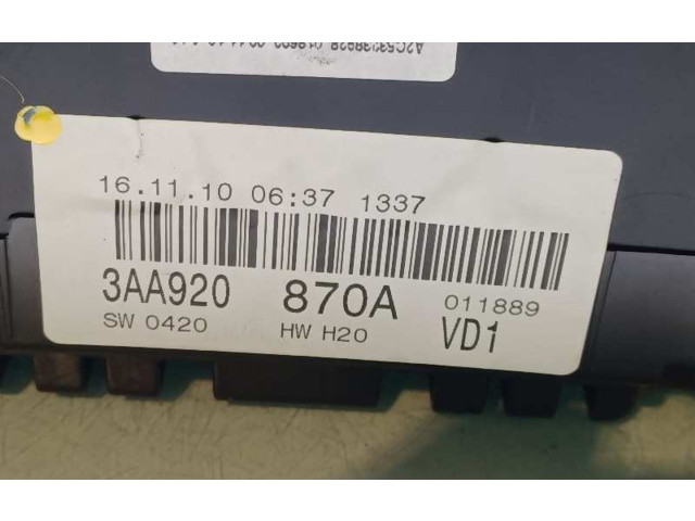 Přístrojová deska  Volkswagen Passat Alltrack 2010 3AA920870A, A2C53396324  