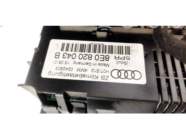 Блок управления климат-контролем 8E0820043B, KMM0242803   Audi A4 S4 B6 8E 8H