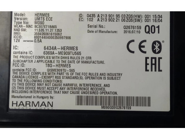 Řídící jednotka A2139002210   Mercedes-Benz GLA W156 2016