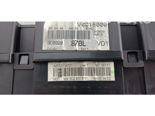 Přístrojová deska  Volkswagen PASSAT  3C0920870L  
